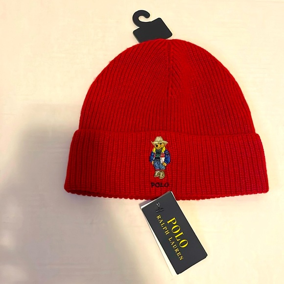 Polo Ralph Lauren Other - POLO RALPH LAUREN Men's POLO BEAR Knit Beanie Hat, Watch Ski Cap, RED